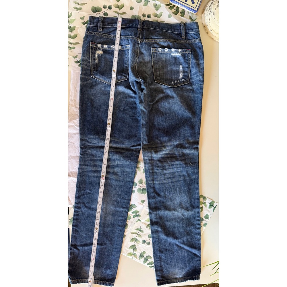 Ann Taylor Loft Boyfriend Jeans Distressed Ripped Blue Denim Button Fly Size 6 - Picture 11 of 12